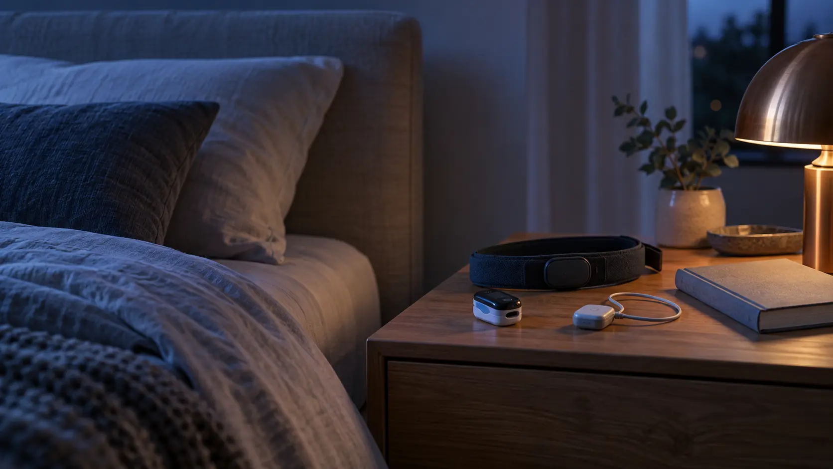 Dispositivi per monitoraggio domiciliare del sonno su un comodino